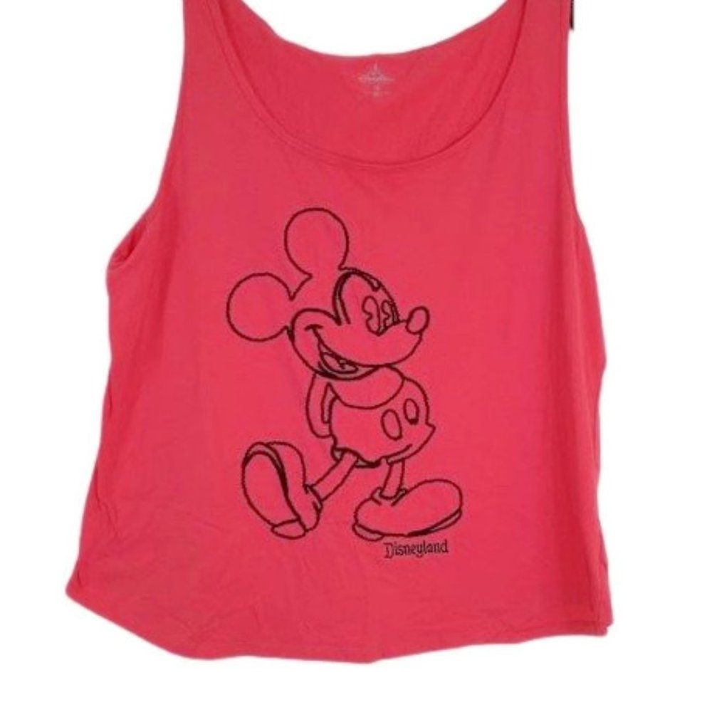 Disney Parks Authentic Womens Tank Top Pink Yarn Stitch Mickey Mouse Plus 2X
